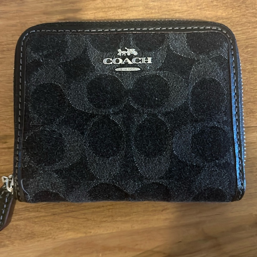 Coach Small Zip Around Wallet in Signature Denim